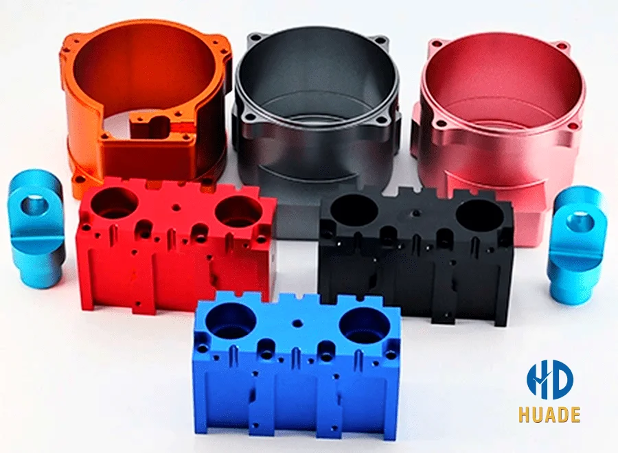 Surface Treatment – Anodized CNC Components Colorful CNC Machined Parts with Anodized Surface Treatment in Red, Black, Blue, and Silver