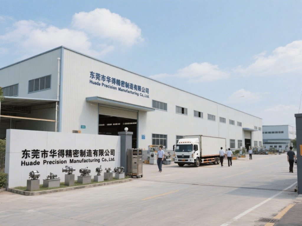 Huade Precision Factory Building Exterior Exterior view of Huade Precision CNC machining factory in Dongguan, China